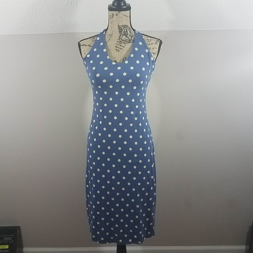 Boden Blue Polkadot Halter Sundress Sz 12L